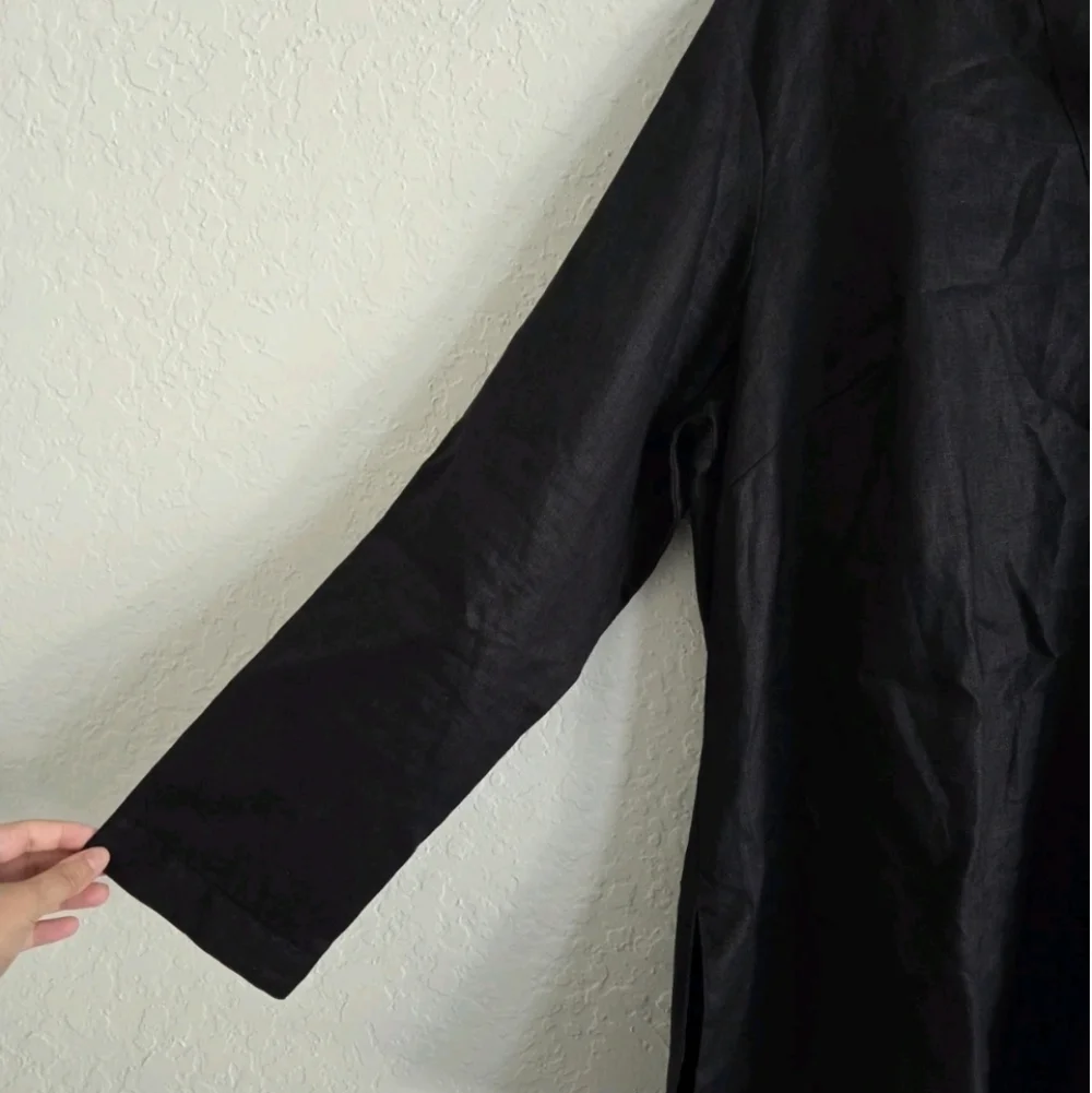 Lauren Ralph Lauren Boho Lagenlook Witchy Artsy Linen Black Blouse - Picture 4 of 7